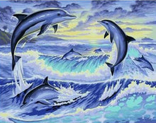 Carica l'immagine nel visualizzatore di Gallery, Dipingere con i numeri - Delfini Che Giocano