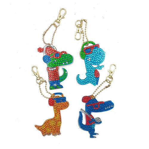 Ciondolo Diamond Painting Dinosauri Cool Set di 4 pezzi