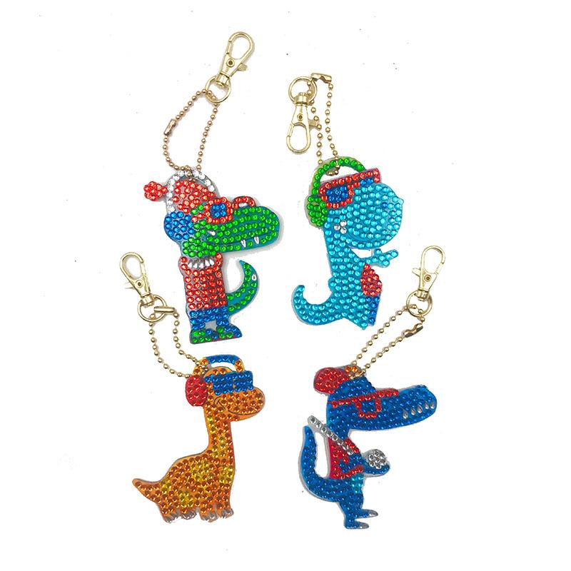 Ciondolo Diamond Painting Dinosauri Cool Set di 4 pezzi