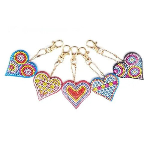 Ciondolo a Forma di Cuore Diamond Painting con Set di 5 pezzi