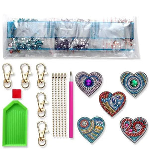 Ciondolo a Forma di Cuore Diamond Painting Set di 5 pezzi
