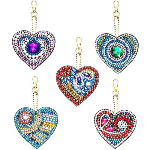 Ciondolo a Forma di Cuore Diamond Painting Set di 5 Pezzi