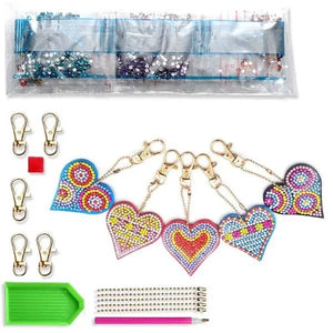 Ciondolo a Forma di Cuore Diamond Painting con Set di 5 Pezzi