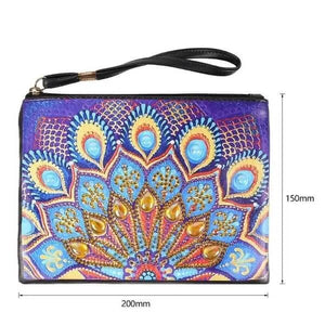 Borsa da Polso Diamond Painting con Pavone Blu