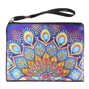 Borsa da polso Diamond Painting con pavone blu