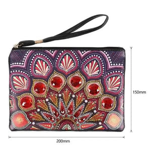 Borsa da polso Diamond Painting con pavone rosso