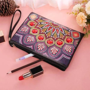 Borsa da polso Diamond Painting con pavone rosso