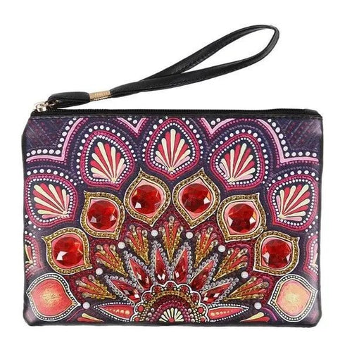 Borsetta da polso Diamond Painting con pavone rosso