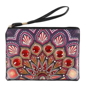 Borsetta da polso Diamond Painting con pavone rosso