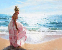 Carica l'immagine nel visualizzatore di Gallery, Dipingere con i numeri - Donna Affascinante Sulla Spiaggia