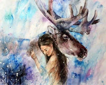 Carica l'immagine nel visualizzatore di Gallery, Dipingere con i numeri - Ragazza Con Alci