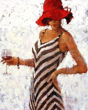 Carica l'immagine nel visualizzatore di Gallery, Dipingere con i numeri - Donna Che Beve Vino