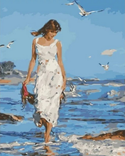 Carica l'immagine nel visualizzatore di Gallery, Dipingere con i numeri - Donna Che Cammina In Riva Al Mare