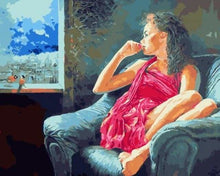Carica l'immagine nel visualizzatore di Gallery, Dipingere con i numeri - Donna Pensierosa Vicino Alla Finestra