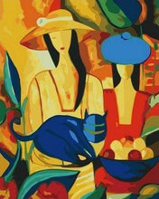 Carica l'immagine nel visualizzatore di Gallery, Dipingere con i numeri - Donne E Gatto Blu