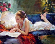 Carica l'immagine nel visualizzatore di Gallery, Dipingere con i numeri - Giovane donna che legge