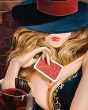 Carica l'immagine nel visualizzatore di Gallery, Dipingere con i numeri - Donna Con Le Carte