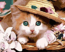Carica l'immagine nel visualizzatore di Gallery, Dipingere con i numeri - Gatto Che Indossa Un Cappello