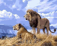 Carica l'immagine nel visualizzatore di Gallery, Dipingere con i numeri - Leone E Leonessa In Africa