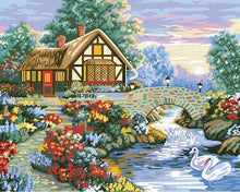 Carica l'immagine nel visualizzatore di Gallery, Dipingere con i numeri - Casa tranquilla vicino al ponte