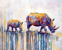 Carica l'immagine nel visualizzatore di Gallery, Dipingere con i numeri - Rinoceronte Mamma e Cucciolo