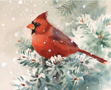 Carica l'immagine nel visualizzatore di Gallery, Dipingere con i numeri - Uccello Rosso Nella Neve