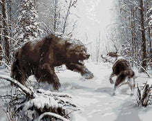Carica l'immagine nel visualizzatore di Gallery, Dipingere con i numeri - Orso E Lupo Che Combattono