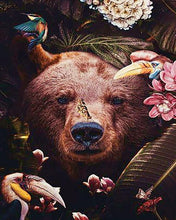 Carica l'immagine nel visualizzatore di Gallery, Dipingere con i numeri - Orso fra fiori e farfalle