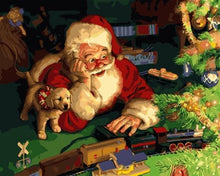 Carica l'immagine nel visualizzatore di Gallery, Dipingere con i numeri - Babbo Natale E Cucciolo