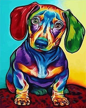 Carica l'immagine nel visualizzatore di Gallery, Dipingere con i numeri - Cane A Colori Con Orecchie Rosse E Verdi