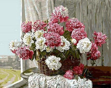 Carica l'immagine nel visualizzatore di Gallery, Dipingere con i numeri - Peonie Rosa E Bianche