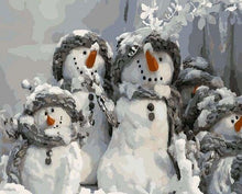 Carica l'immagine nel visualizzatore di Gallery, Dipingere con i numeri - Quattro Pupazzi Di Neve Di Natale