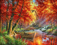 Carica l'immagine nel visualizzatore di Gallery, Dipingere con i numeri - Fiume autunnale e barca