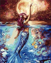 Carica l'immagine nel visualizzatore di Gallery, Dipingere con i numeri - Sirena E Chiaro Di Luna