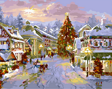 Carica l'immagine nel visualizzatore di Gallery, Dipingere con i numeri - Villaggio Sotto La Neve