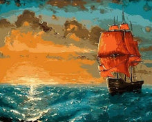 Carica l'immagine nel visualizzatore di Gallery, Dipingere con i numeri - Barca A Vela All'Alba