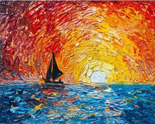 Carica l'immagine nel visualizzatore di Gallery, Dipingere con i numeri - Barca A Vela E Sole Nascente