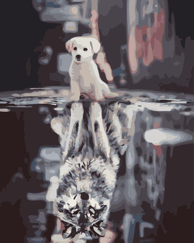 Dipingere con i numeri - Riflesso del cane in città