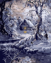 Carica l&#39;immagine nel visualizzatore di Gallery, Dipingere con i numeri - RIfugio vicino al torrente in inverno
