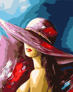 Dipingere con i numeri - Donna misteriosa con cappello