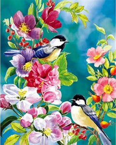 Dipingere con i numeri - Graziosi uccelli in primavera
