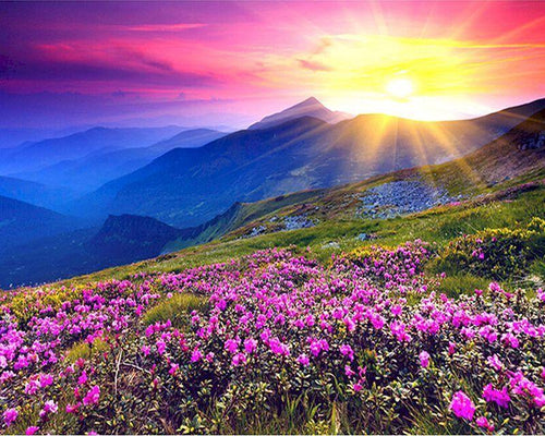 Dipingere con i numeri - Alba in montagna