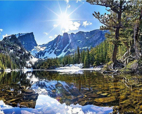 Dipingere con i numeri - Lago di montagna in primavera