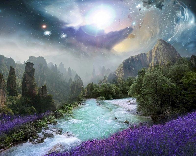 Dipingere con i numeri - Fiume sotto la luce della luna