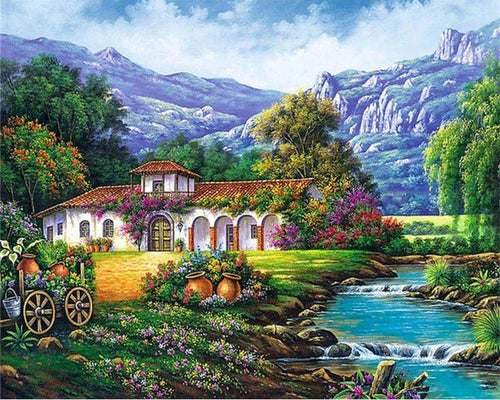 Dipingere con i numeri - Casa tranquilla vicino al fiume