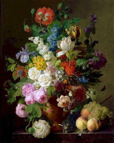 Dipingere con i numeri - Jan Frans van Dael - Vaso di fiori, grappoli d'uva e pesche