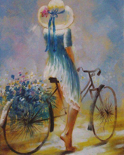 Dipingere con i numeri - Giovane donna in bicicletta