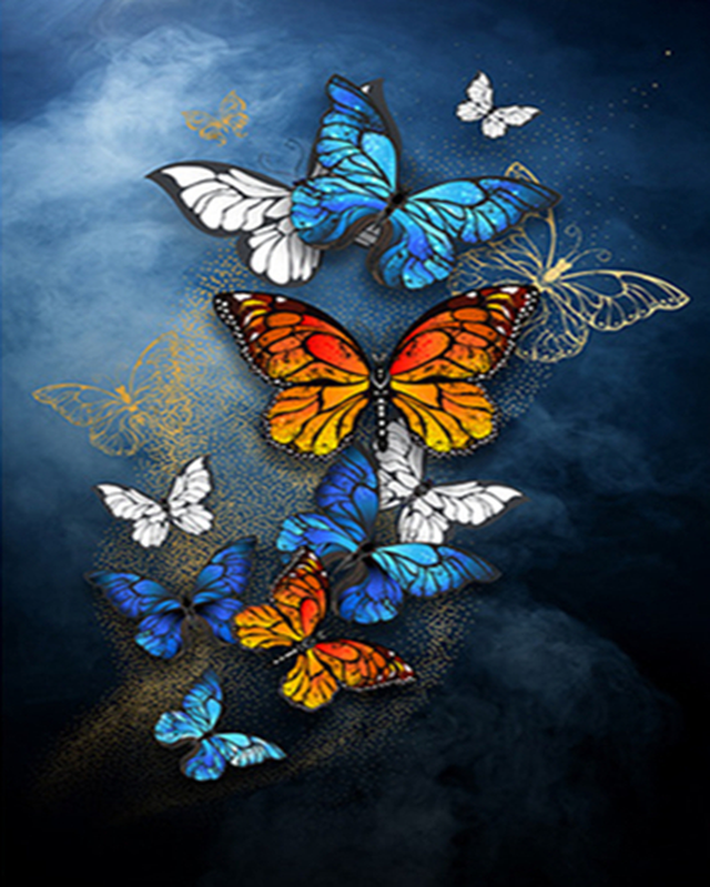 Dipingere con i numeri - Farfalle magiche multicolore