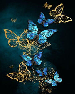 Dipingere con i numeri - Farfalle fatate blu e oro