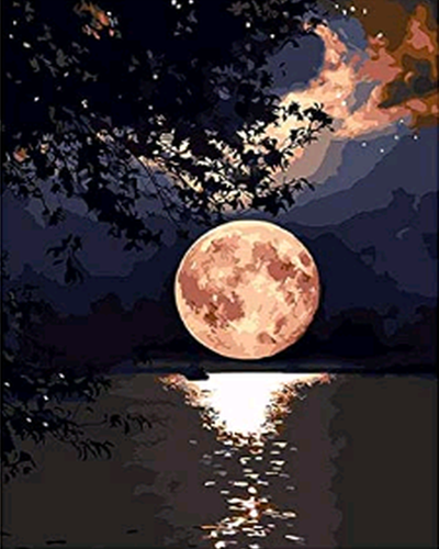 Dipingere con i numeri - Riflessi della luna sul lago
